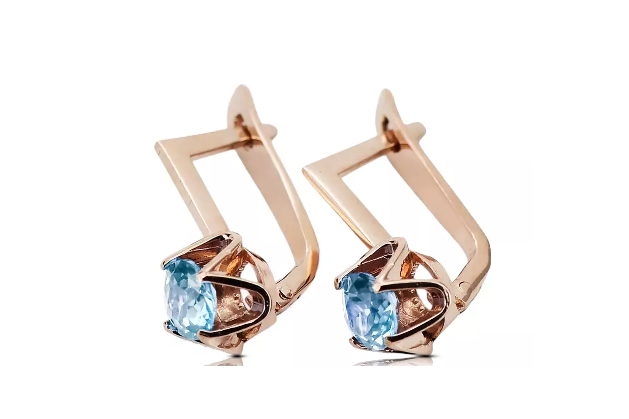 Earrings Vintage style Aquamarine Original Vintage 14K Rose Gold vec005r Earrings Vintage style Aquamarine Original Vintage 14K Rose Gold vec005r
